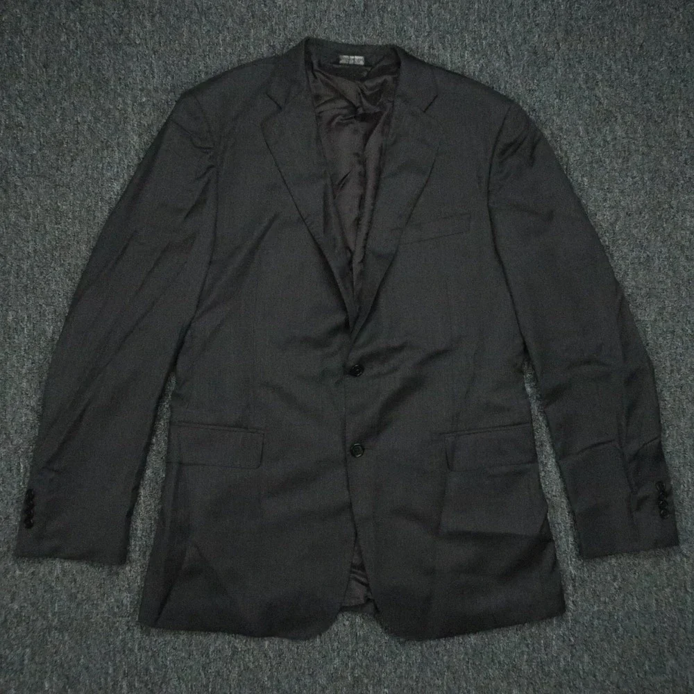 Saks Fifth Avenue Blazer Mens 42L Gray‎ Slim Fit Ermenegildo Zegna Wool Silk
